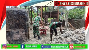 Pererat Kebersamaan, Babinsa Koramil 07 Siriwo, Serka Sarmuji,Laksanakan Karya Bakti Pembangunan Rumah Warga