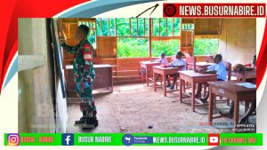 Babinsa Kwatisore Tanamkan Wawasan Kebangsaan kepada Murid SD Inpres Wami