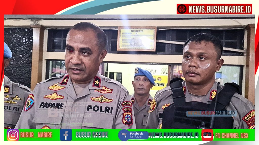 Kapolda Papua Tengah, Brigjen Pol. Alfred Papare, S.I.K di dampingi Kapolres Nabire AKBP Samuel.,D Tatiratu.,SIK saat di temui awak media (Dok BusurNabire)