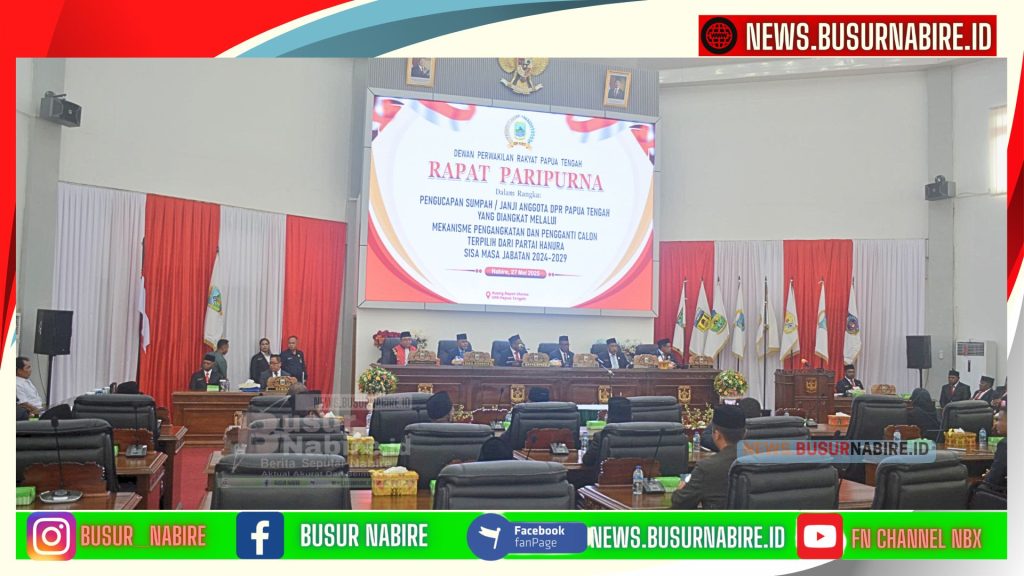 Ketua DPR Papua Tengah Delius Tabuni menyampaikan ucapan selamat dan harapan besar kepada para anggota yang baru saja dilantik.  (Foto: Busur Nabire)