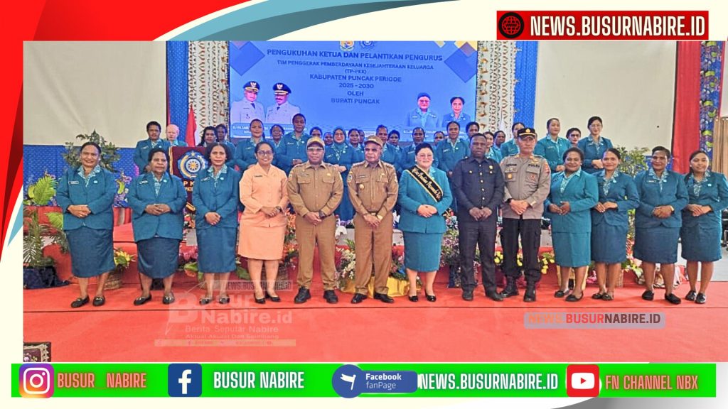 selamat dan sukses atas pengukuhan Ketua Tim Penggerak PKK (TP PKK) Kabupaten Puncak, Ny. Sujatinah Elvis Tabuni, beserta pelantikan pengurus TP PKK masa bakti 2025–2030.