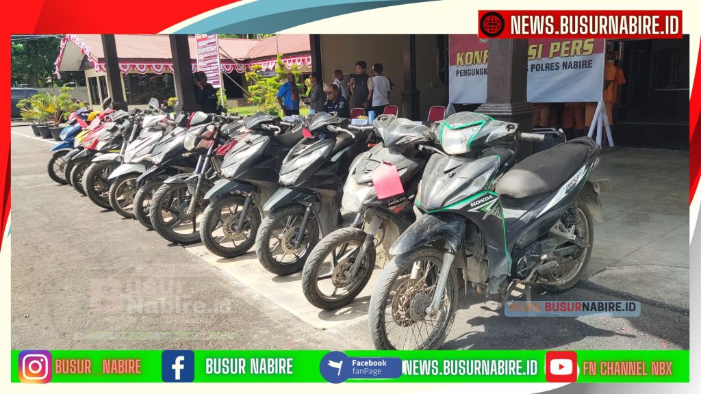 Dari penangkapan NG dan MT, Satreskrim berhasil mengamankan 12 unit sepeda motor hasil curian berbagai jenis (Foto: Busur Nabire)