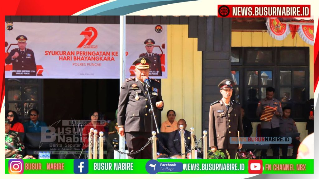 Kapolres Puncak Kompol Mardi Marpaung Pimpin Upacara HUT Bhayangkara ke-79 (Foto: Humas Polres Puncak)