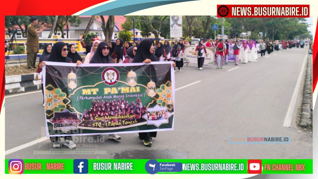 Pawai Ta’aruf STQH I Papua Tengah 2025 Tandai Semangat Persaudaraan Antar Kafilah (Foto: Busur Nabire)