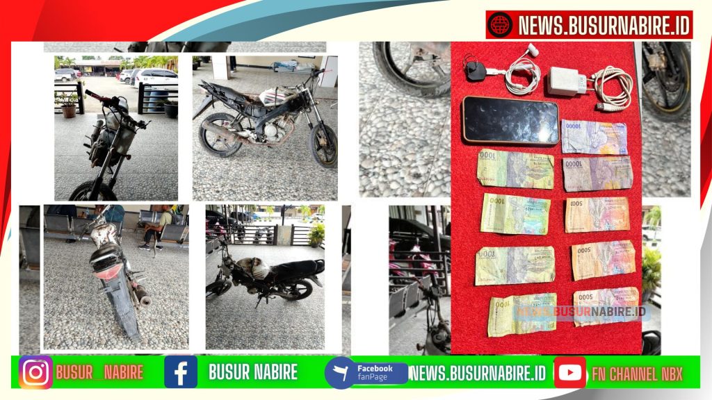 Barang Bukti yang Diamankan •	Uang tunai sebesar Rp 39.000
•	1 unit handphone Realme warna biru
•	1 buah charger Oppo warna putih
•	1 buah headset Realme warna putih
•	1 unit sepeda motor Yamaha Vixion warna putih
o	No. Rangka: MH33C1205CK034807
o	No. Mesin: 3C1-1034598
