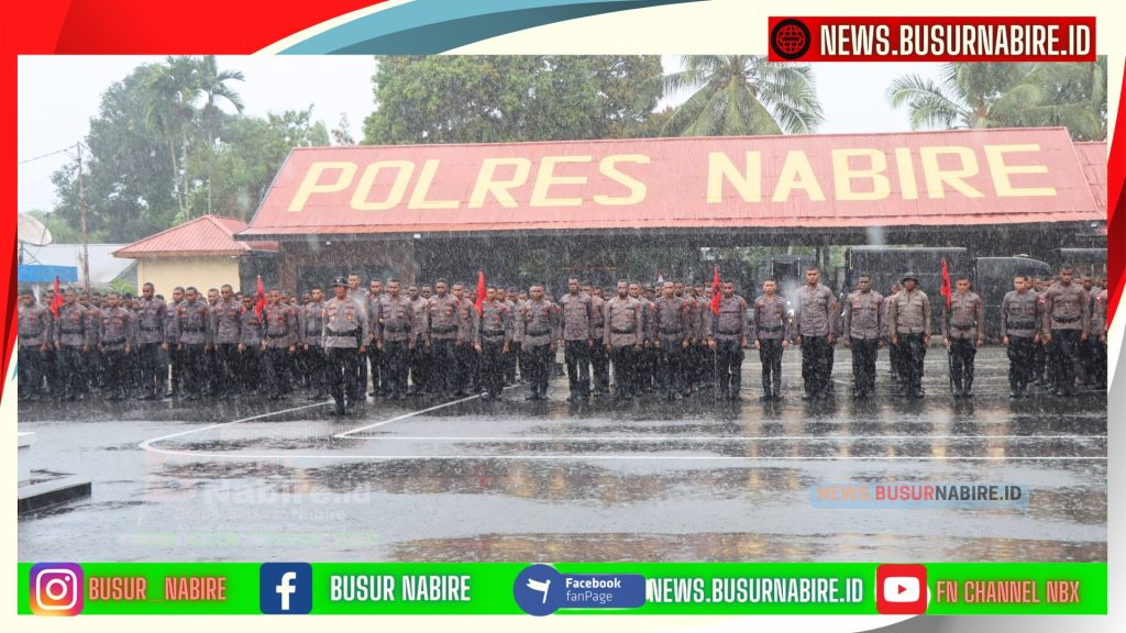 Peserta Upacara Penutupan Pembinaan dan Latihan (BinLat) Angkatan 52 yang digelar Sabtu pagi (19/7/2025) di Lapangan Apel Polres Nabire. (Foto: Busur Nabire)