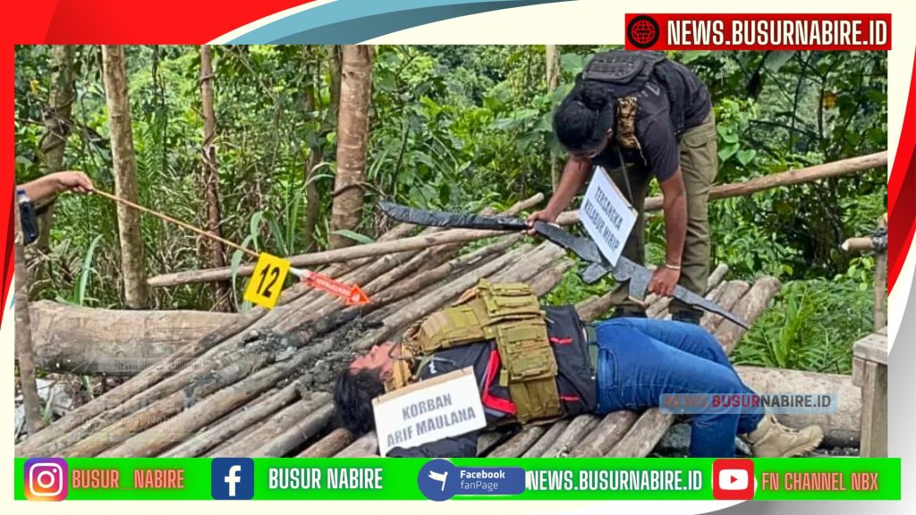 Satgas Operasi Damai Cartenz bersama Polres Nabire melaksanakan rekonstruksi kasus pembunuhan berencana terhadap dua personel Brimob Yon C Nabire, yakni Brigpol M. Arif Maulana dan Briptu Nelson C. Runaki (Foto:Satgas ODC)