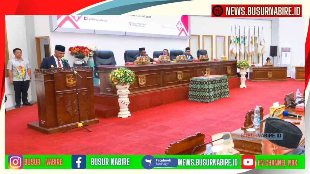 Wakil Gubernur Deinas Geley, S.Sos., M.Si., mewakili Gubernur Papua Tengah Meki Fritz Nawipa, S.H., menyampaikan sambutan resmi pemerintah provinsi (Foto: HUmas Pemprov Papua tengah)