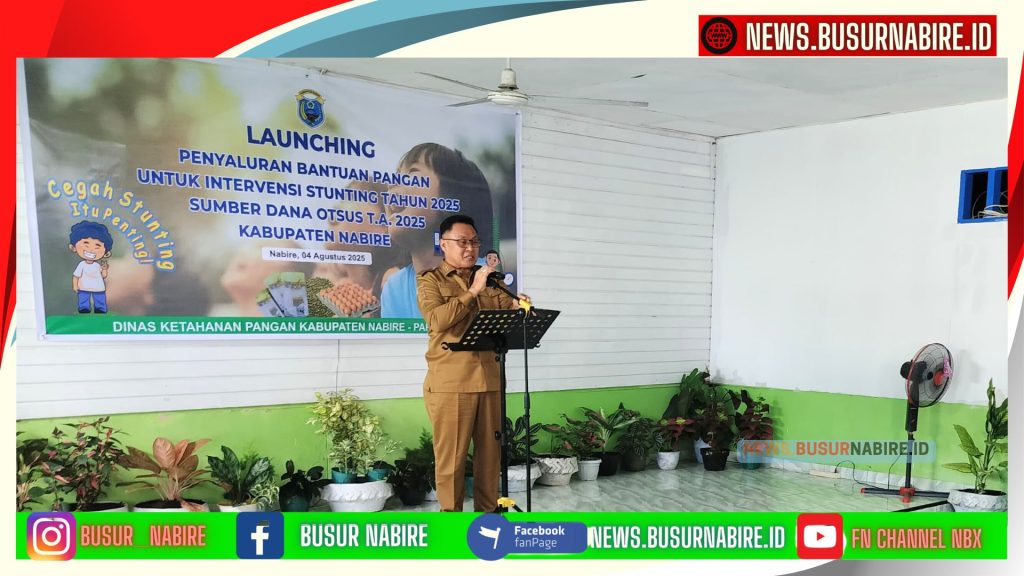Wakil Bupati Nabire H. Burhannudin Pawennari dalam sambutannya menekankan pentingnya kerja kolaboratif lintas sektor dalam menyukseskan program ini. (Foto: Busur Nabire)