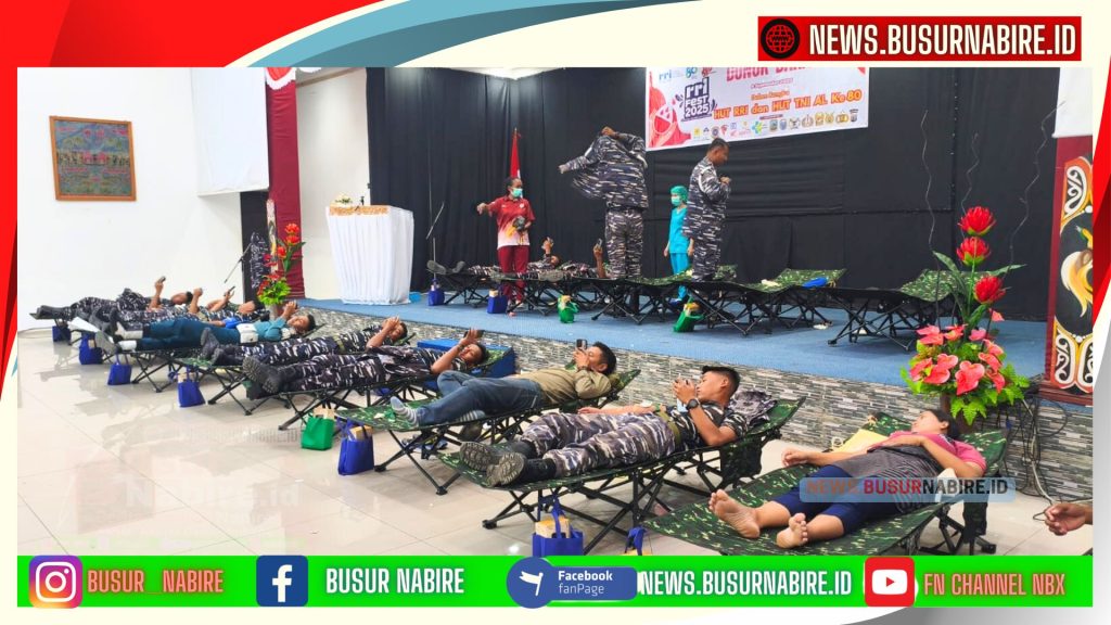LPP RRI Nabire bekerja sama dengan Pangkalan TNI Angkatan Laut (Lanal) Nabire sukses menggelar kegiatan Donor Darah.  (Foto: Busur Nabire)