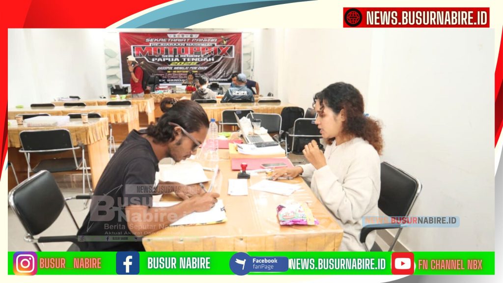 Panitia menerima pendaftaran Kejurnas Motoprix Seri 2 Region E 2025 (Foto: BusurNabire)