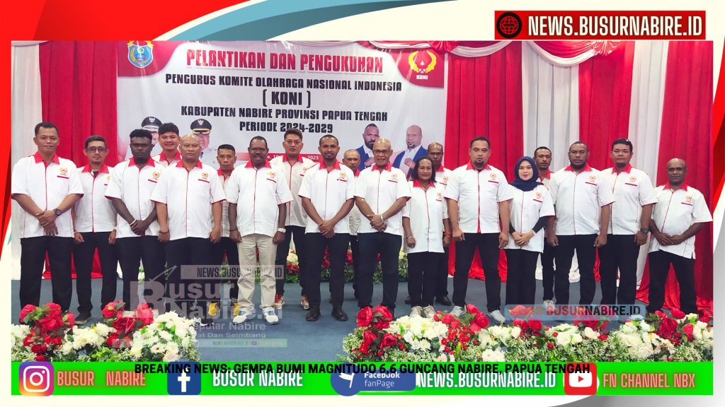 Ketua Komite Olahraga Nasional Indonesia (KONI) Kabupaten Nabire periode 2025–2029, Mesak Magai, S.Sos., M.Si (Foto: Busur Nabire)