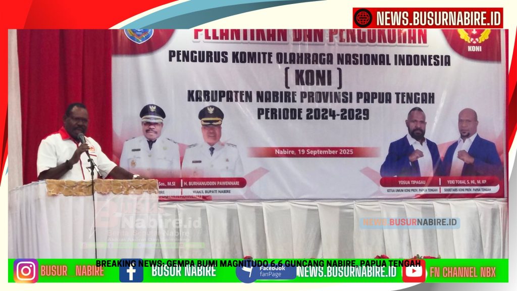 Mesak Magai menekankan bahwa KONI Nabire adalah wadah pemersatu seluruh cabang olahraga (Foto: BusurNabire)