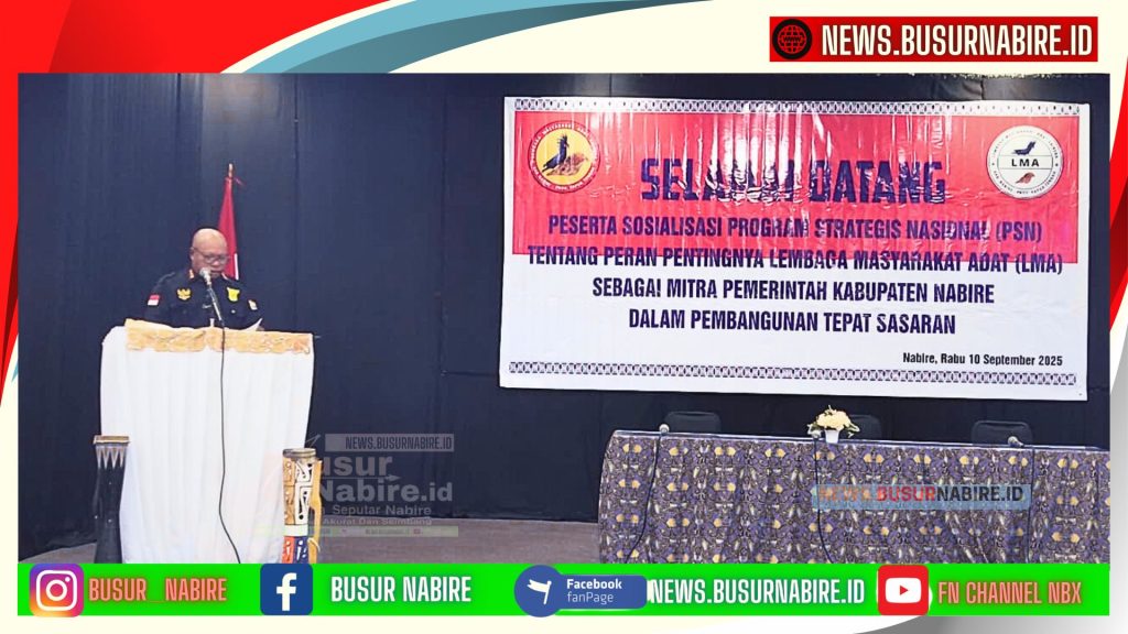 Ketua LMA Kabupaten Nabire Karel Misiro menegaskan pentingnya peran lembaga adat sebagai mitra strategis pemerintah daerah dalam pembangunan (Foto: Busur Nabire)