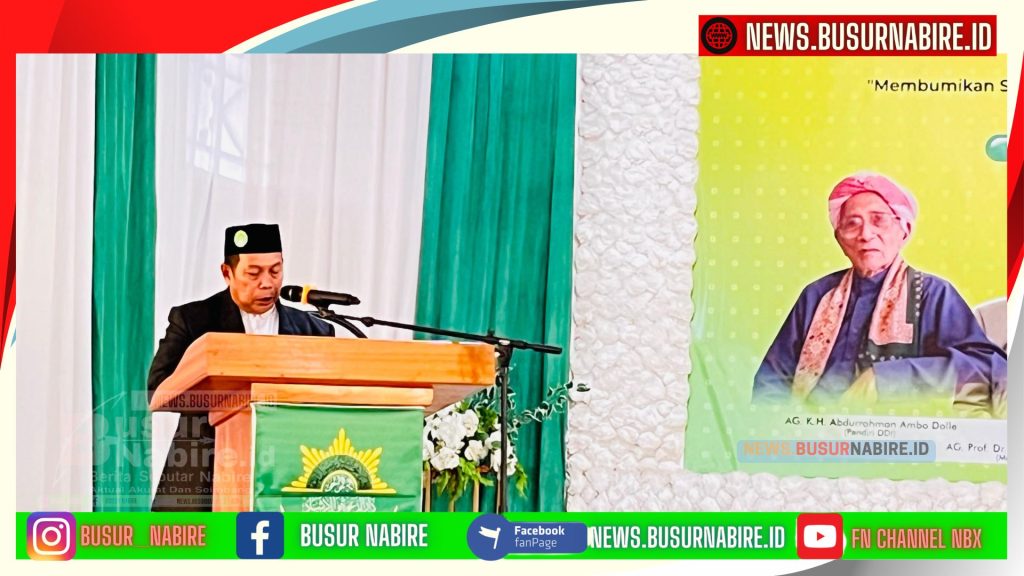 Usai dilantik, Ketua PW DDI Papua Tengah, H. Irsul Jamaluddin, dalam sambutannya menyampaikan rasa syukur dan terima kasih atas amanah yang diberikan kepadanya dan seluruh pengurus. (Foto: Busur Nabire)