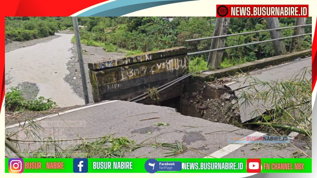 Kerusakan jembatan yang terjadi di Kali Harapan, Jalan Pipit, Nabire (Foto: Busur Nabire)