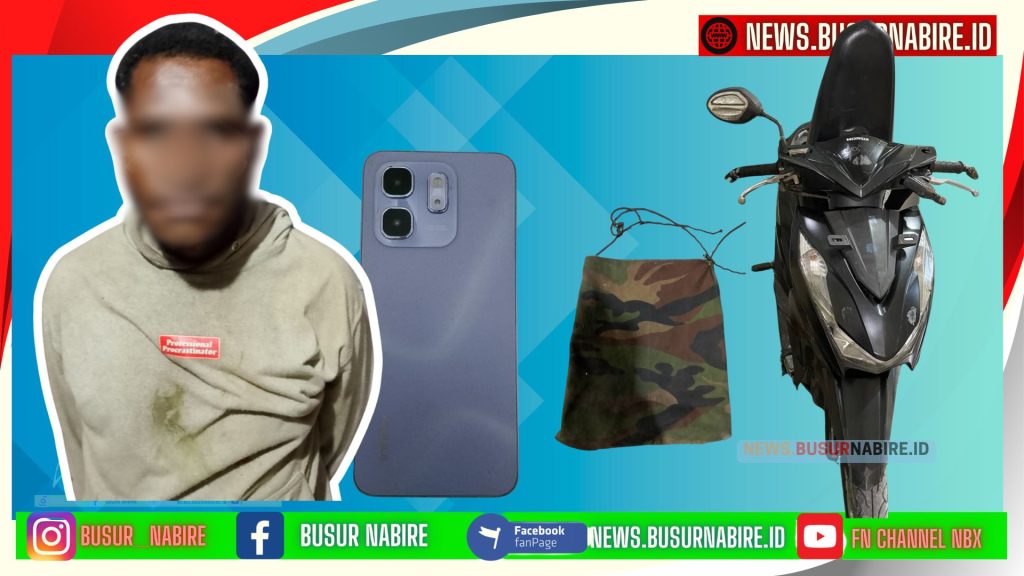 Seorang pria berinisial AB diamankan aparat Polres Nabire setelah kedapatan mengendarai motor curian (Foto: Busur Nabire) 