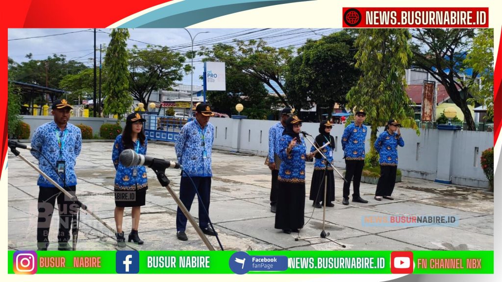 Upacara yang dipimpin langsung oleh Kepala RRI Nabire, Surya Thalib, S.Ap., M.Si, (Foto: Busur Nabire)