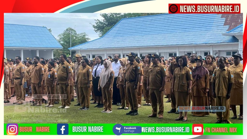 Pemerintah Kabupaten Nabire menggelar Apel Gabungan awal bulan Oktober 2025 (Foto: Busur Nabire)