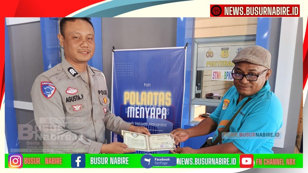 Program Polantas Menyapa, Polres Nabire Tingkatkan Pemahaman Mutasi Kendaraan dan Pembuatan SIM (Foto: Busur Nabire)