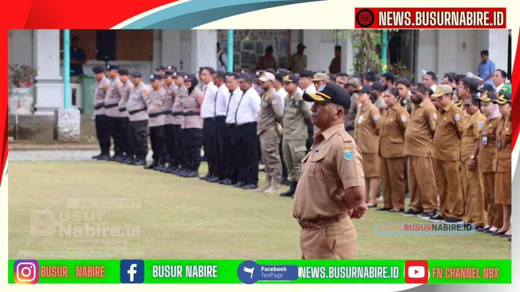 Apel Gabungan Awal Bulan, Bupati Mesak Magai Tekankan Disiplin dan Loyalitas ASN Nabire (Foto: Busur Nabire)