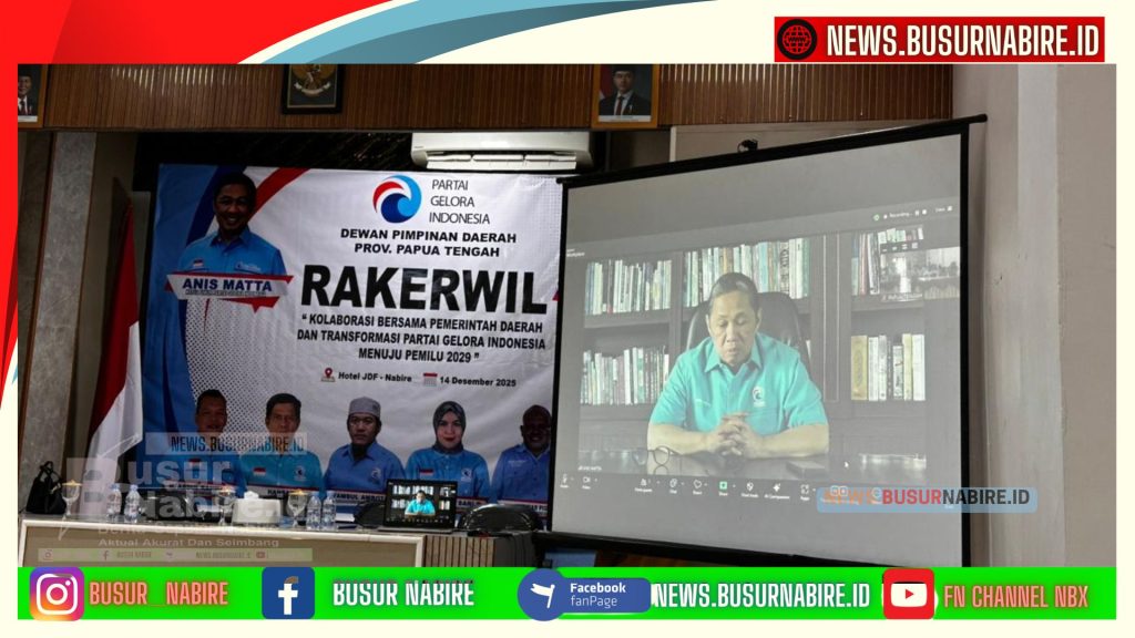 Rakerwil DPW Partai Gelora Papua Tengah Resmi Dibuka Ketua Umum Anis Matta Secara daring Dengan Abdul Rahman (Foto: Busur Nabire)