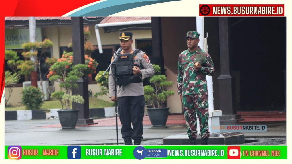 Polres Nabire Siaga Penuh, TNI-Polri dan Satpol PP Gelar Apel Gabungan Antisipasi Aksi Unjuk Rasa (Foto: BusurNabire)