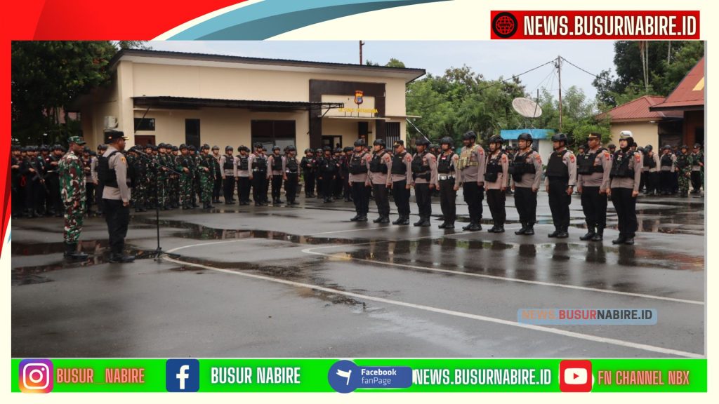 Polres Nabire Siaga Penuh, TNI-Polri dan Satpol PP Gelar Apel Gabungan Antisipasi Aksi Unjuk Rasa (Foto: BusurNabire)