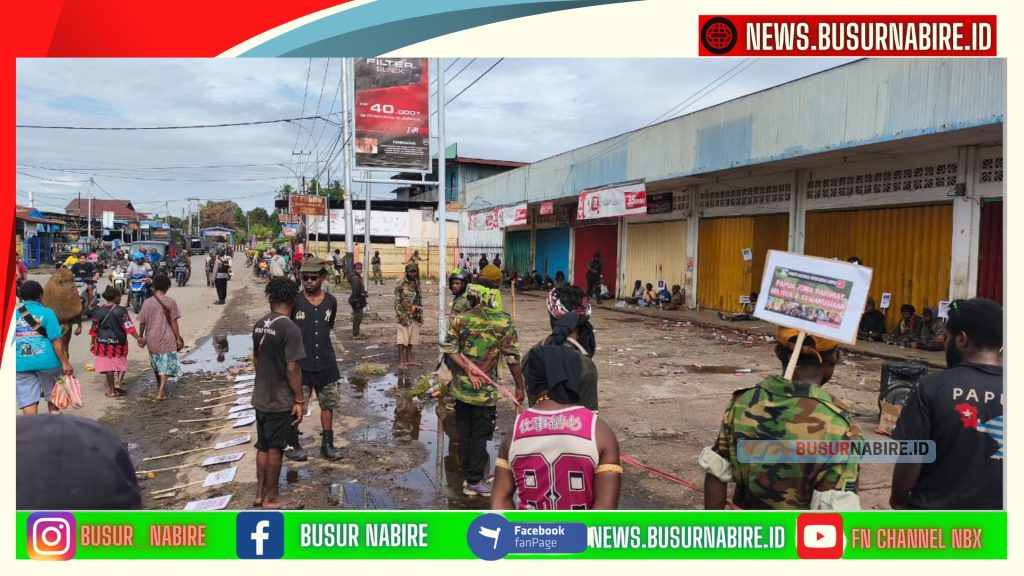 Situasi Aksi Aspirasi di Kawasan Karang Tumaritis Nabire Kondusif, Kapolres Pastikan Aktivitas Warga Tetap Normal (Foto: BusurNabire)