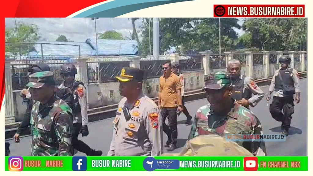 pengawalan langsung dari Kapolres Nabire AKBP Samuel D. Tatiratu, S.I.K., CPHR., bersama Dandim 1705/Nabire Letkol Arh Dwi Palwanto dan Danlanal Nabire Letkol Laut (P) Mario Marco Wainarisi, S.T., M.Tr.Opsla. (Foto: BusurNabire)
