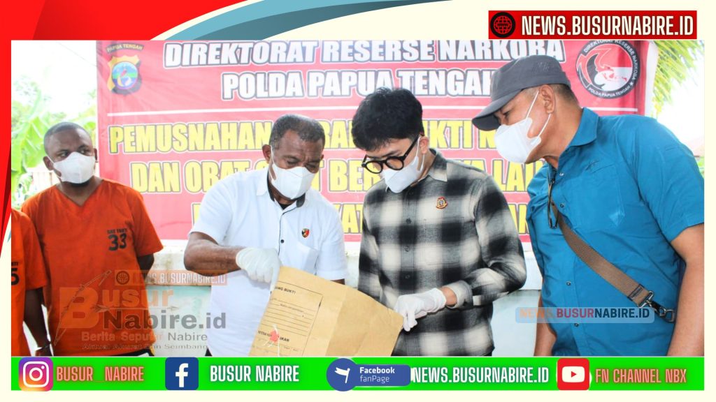 Polda Papua Tengah Bongkar Jalur Laut Ganja Nabire, 808 Gram Dimusnahkan Polisi (Foto: Humas Polda Papua)