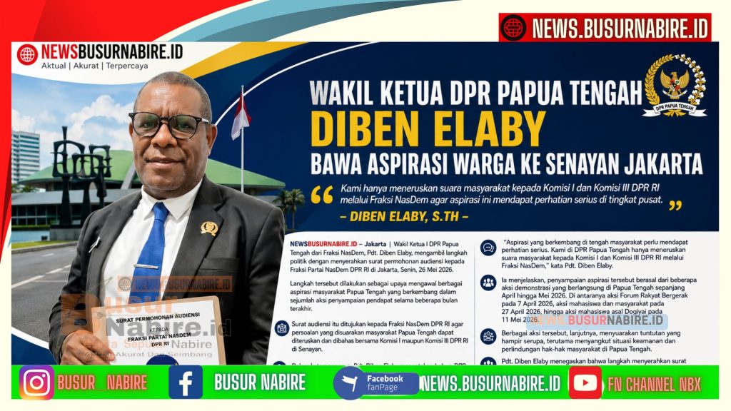 Wakil Ketua DPR Papua Tengah Diben Elaby Bawa Aspirasi Warga ke Senayan Jakarta (Foto: Istimewa)