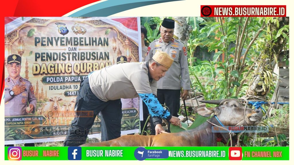 Kapolda Papua Tengah Tebar Kepedulian, Salurkan Daging Kurban untuk Warga Nabire (Foto: Humas Polda Papua tengah)