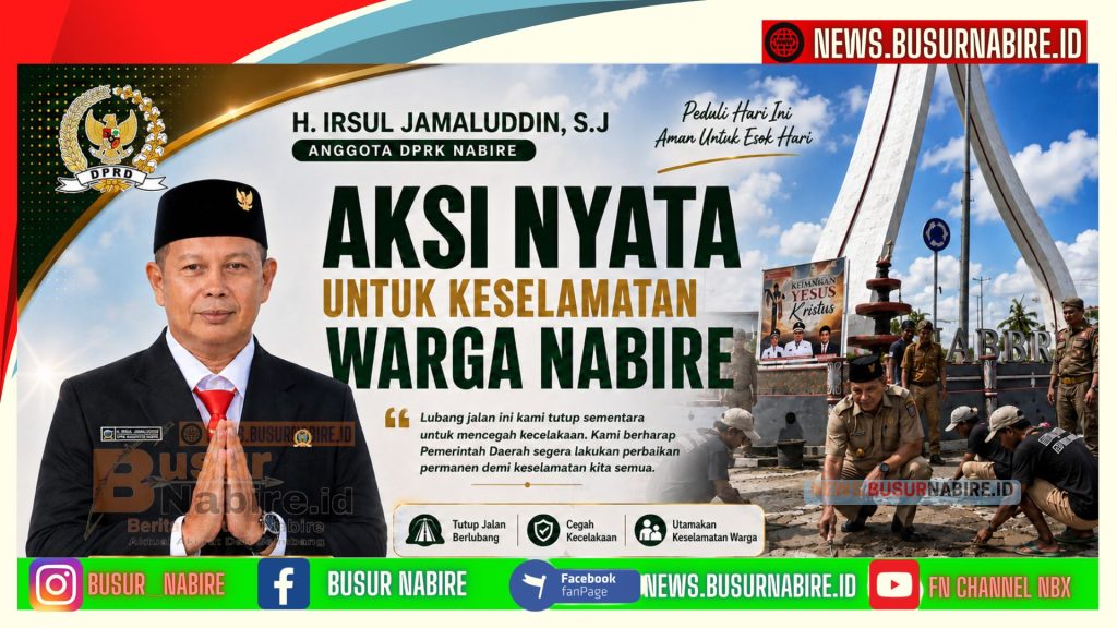 Aksi Nyata Irsul Jamaluddin Cegah Kecelakaan Akibat Jalan Berlubang di Tugu Nabire Hebat (Foto: Istimewa)