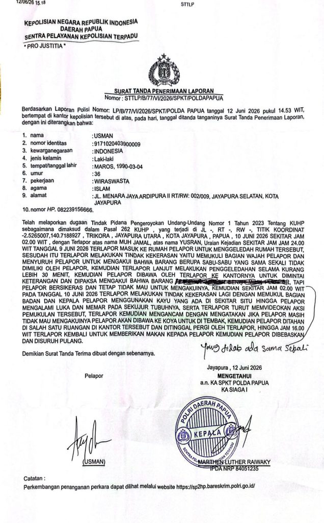 Ketua Partai Garuda Kota Jayapura Usman Tempuh Jalur Hukum Usai Diduga Jadi Korban Salah Tangkap (Foto: Usman)