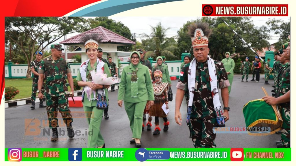 Mayjen TNI Febriel Buyung Sikumbang Tiba di Makorem 173/PVB Nabire, Disambut Tarian Yospan (Foto: BusurNabire)