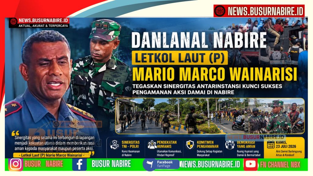 Danlanal Nabire Letkol Laut (P) Mario Tegaskan Sinergitas Amankan Aksi Damai Mahasiswa Intan Jaya (Foto: BusurNabire)