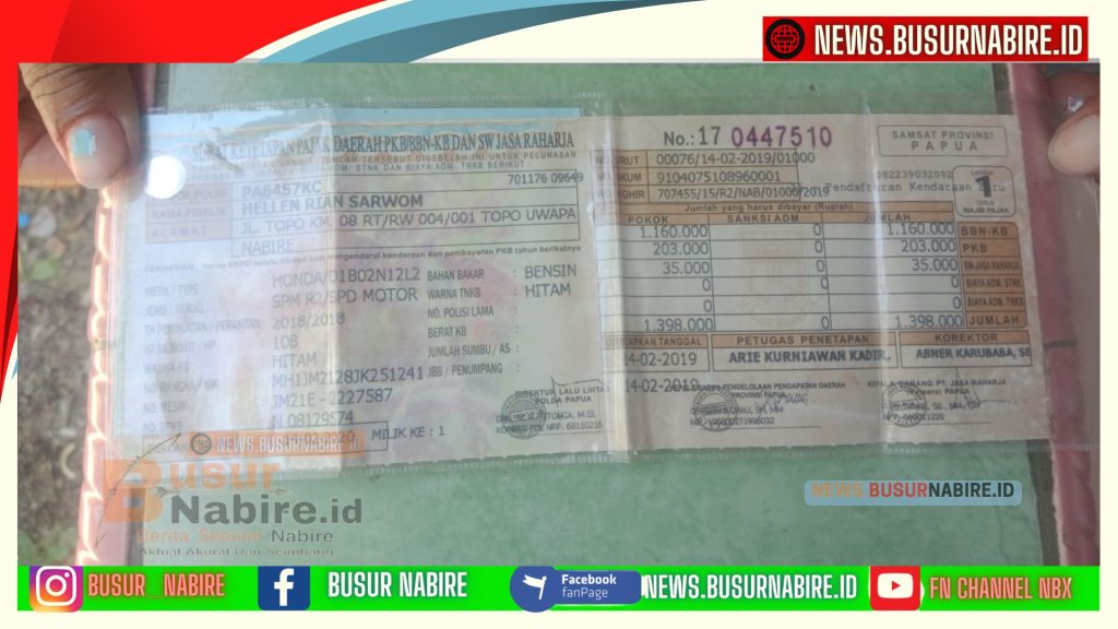 Timsus Polda Papua Tengah Berhasil Identifikasi Motor Hilang Sejak 2022 di Nabire (Foto: BusurNabire)