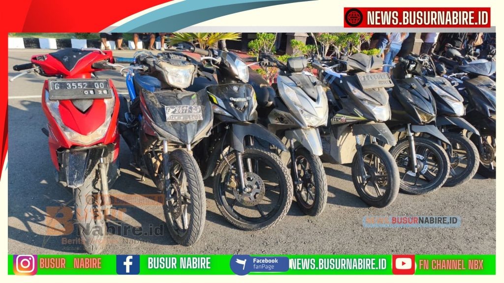 Heboh! Geng Kapak Dibekuk, Polres Nabire Amankan 62 Sepeda Motor Diduga Hasil Kejahatan (Foto: BusurNabire)