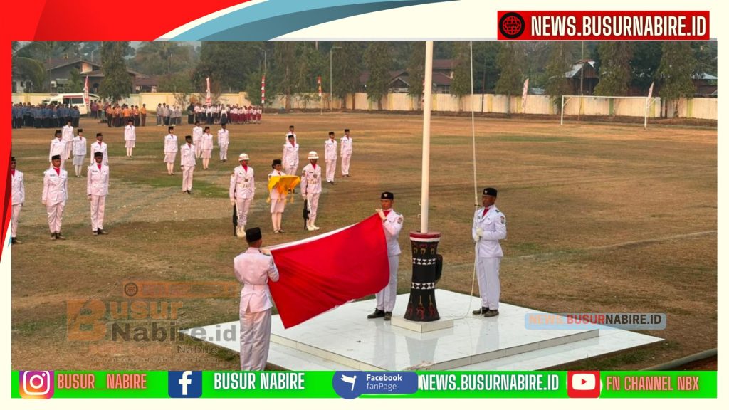 Wakapolres Nabire Hadiri Khidmatnya Upacara Penurunan Bendera HUT RI ke-81 (Foto: HUmas Polres Nabire)