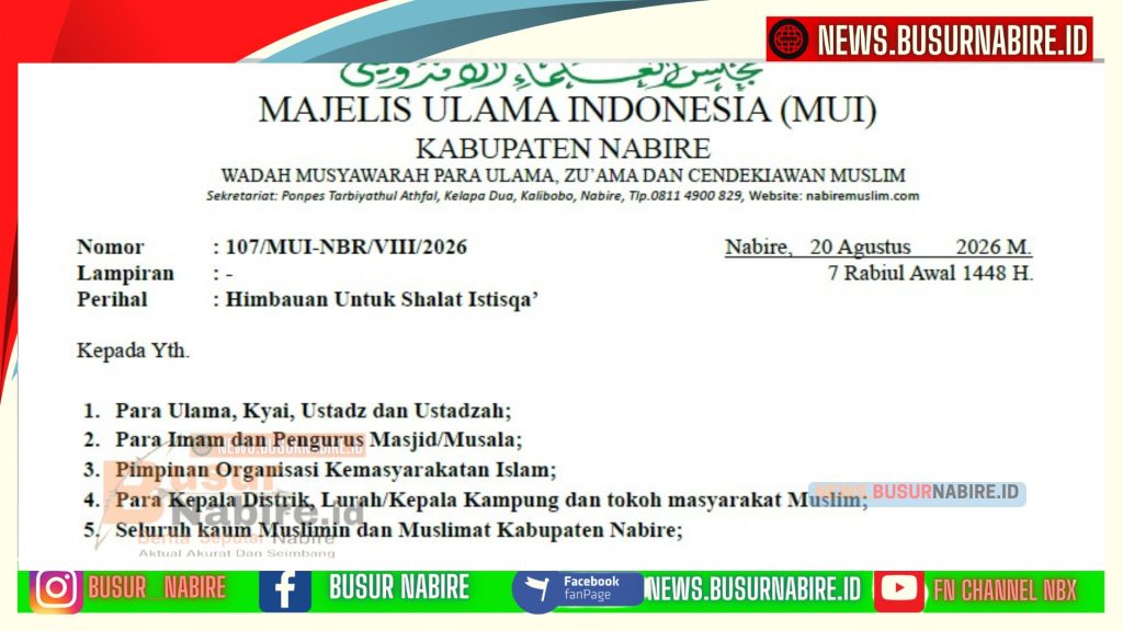 MUI Nabire Imbau Umat Islam Gelar Shalat Istisqa Hadapi Kemarau Panjang dan Krisis Air Foto: BusurNabire)