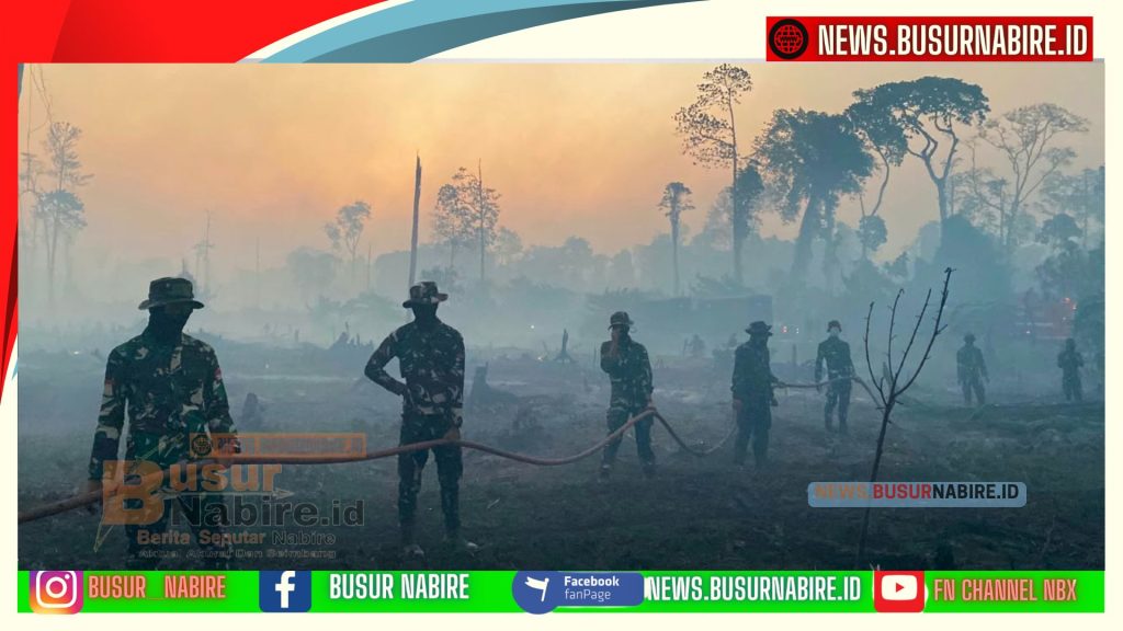 Yonif TP 804/DBAY Perkuat Penanganan Karhutla di Nabire (Foto: BusurNabire)