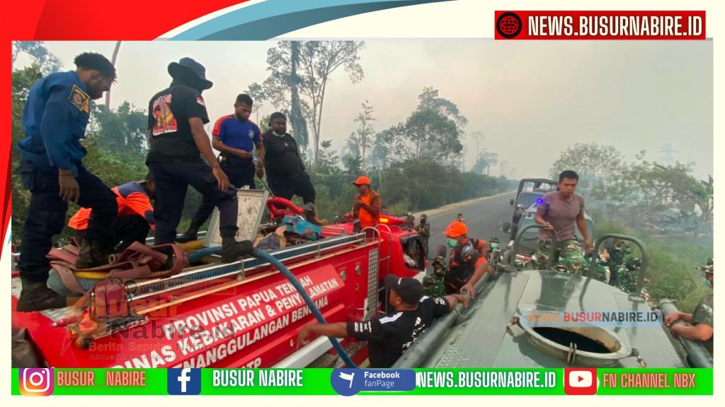 Yonif TP 804/DBAY Perkuat Penanganan Karhutla di Nabire (Foto: BusurNabire)
