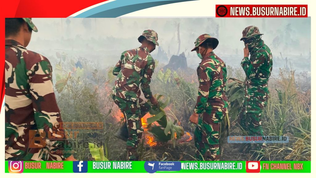 Yonif TP 804/DBAY Perkuat Penanganan Karhutla di Nabire (Foto: BusurNabire)