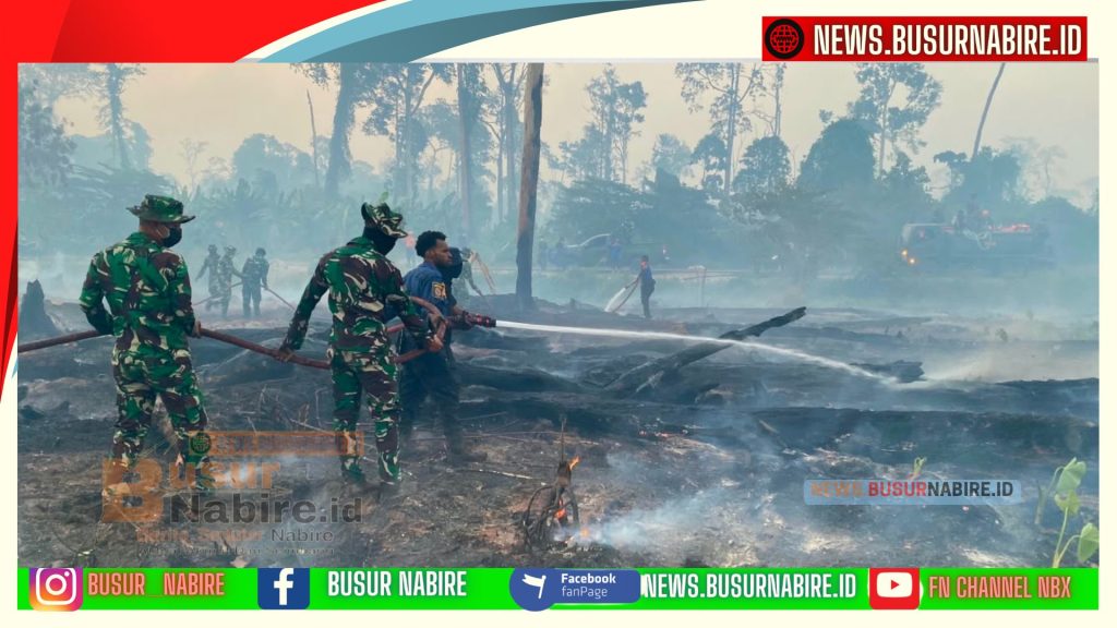Yonif TP 804/DBAY Perkuat Penanganan Karhutla di Nabire (Foto: BusurNabire)