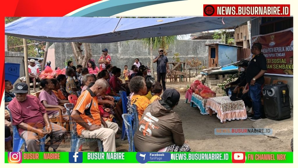 DPD BMP RI Papua Tengah Bagikan 40 Paket Sembako kepada Warga Kalibobo Nabire (Foto: BusurNabire)