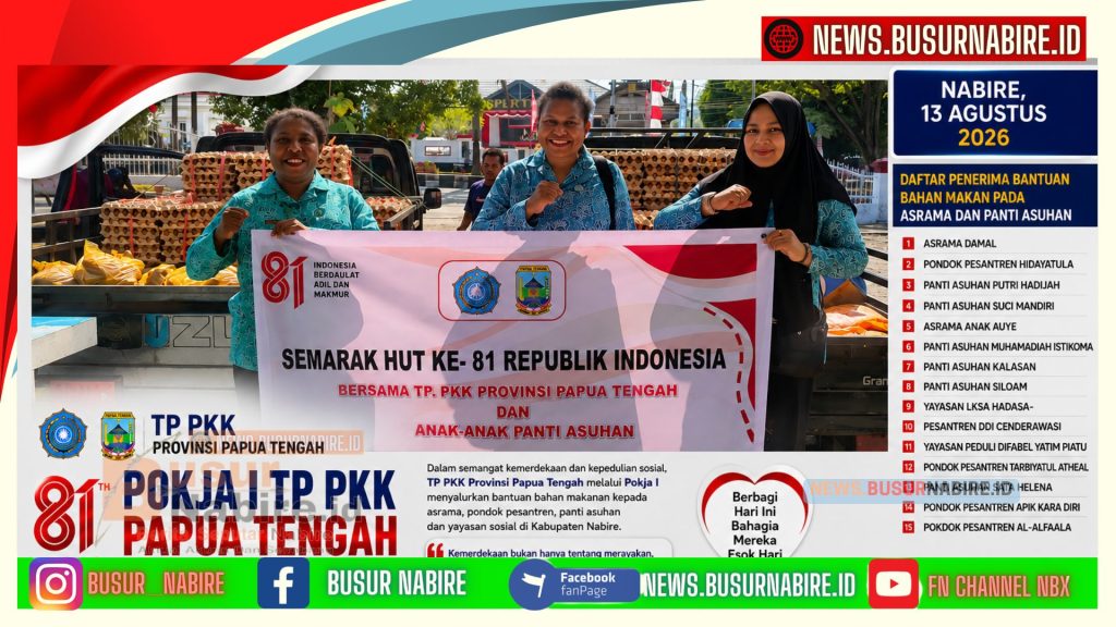Nurhaidah Nawipa Gerakkan Pokja I TP PKK Papua Tengah Berbagi Sambut HUT ke-81 RI (Foto: BusurNabire)