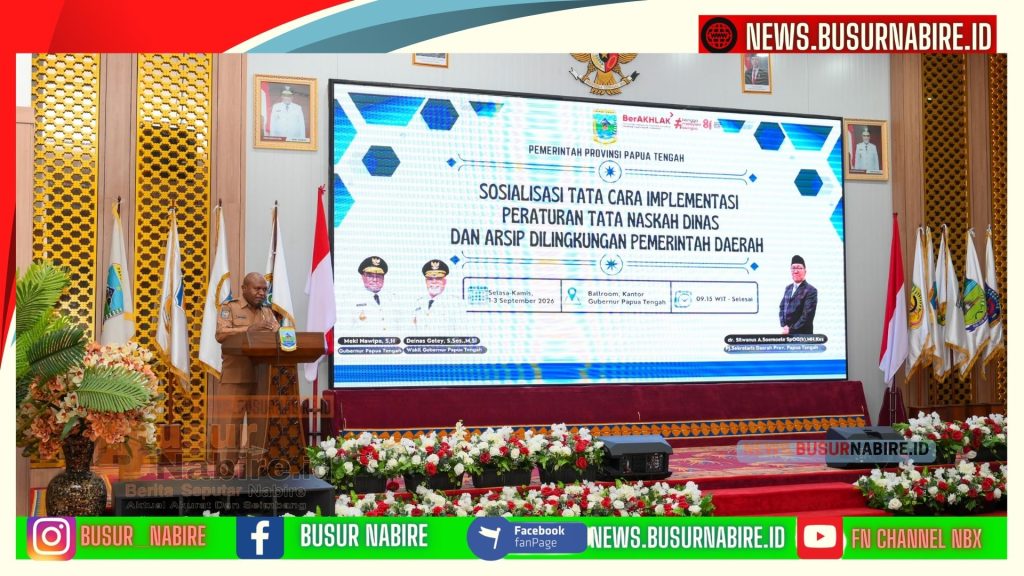 Mewakili Gubernur Papua Tengah Meki Nawipa, Staf Ahli Gubernur Bidang Pemerintahan, Politik, dan Hukum, Marthen Ukago (Foto: Humas Pemprov)