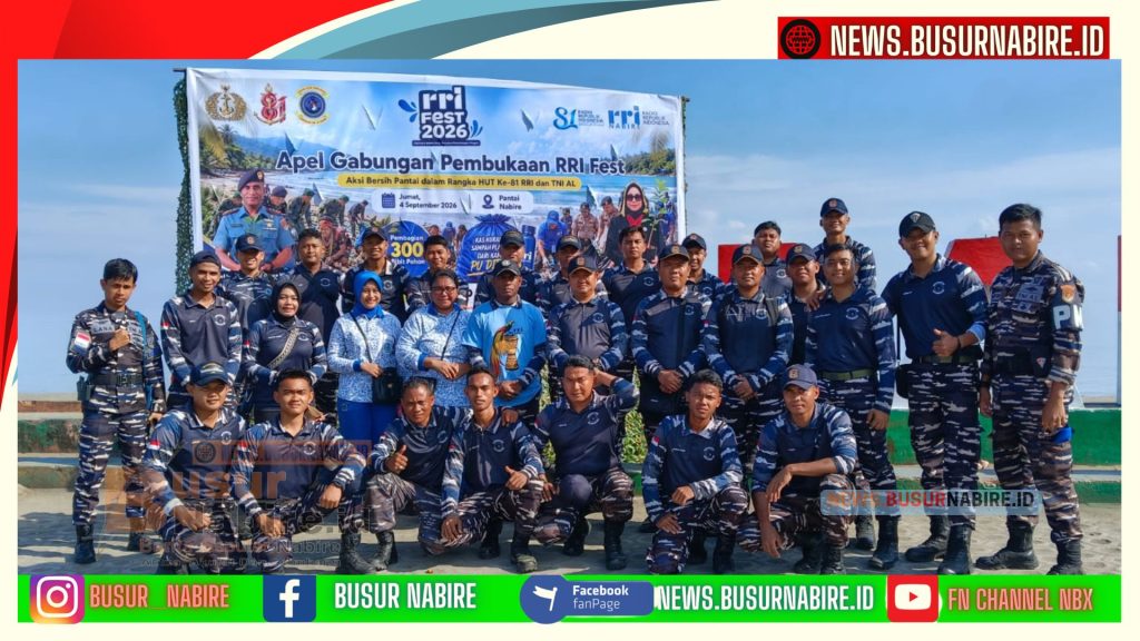 Danlanal Nabire Letkol Laut Mario Bangun Sinergi Besar Bersama RRI Nabire (Foto: BusurNabire)