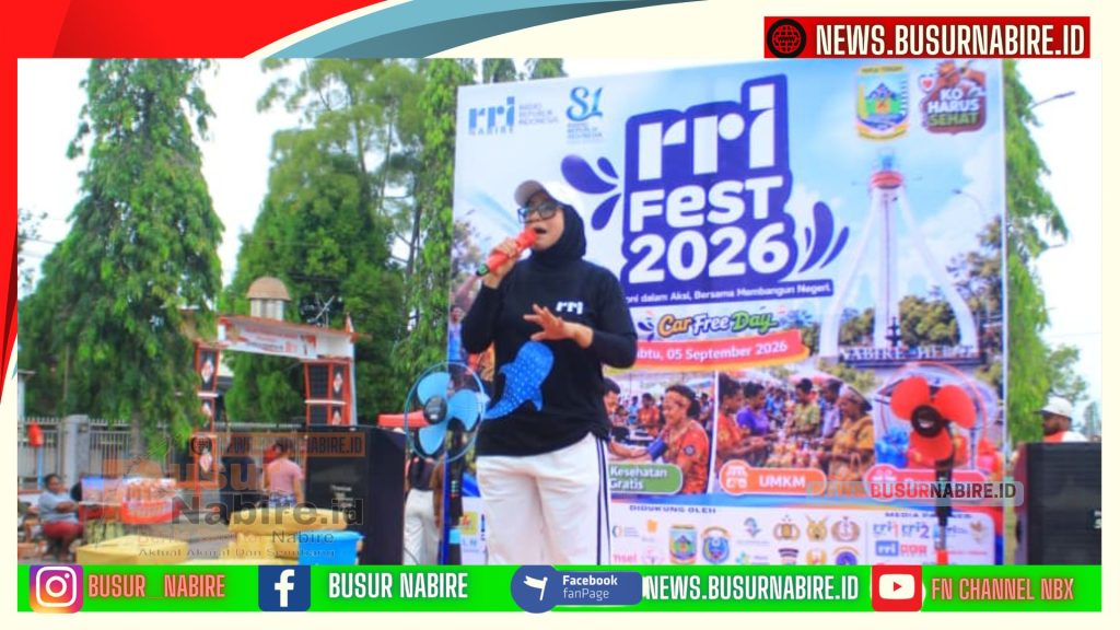 Surya Thalib Ajak Warga Nabire Hidup Sehat Lewat Senam RRI Fest 2026 di Car Free Day ( Foto: BusurNabire)